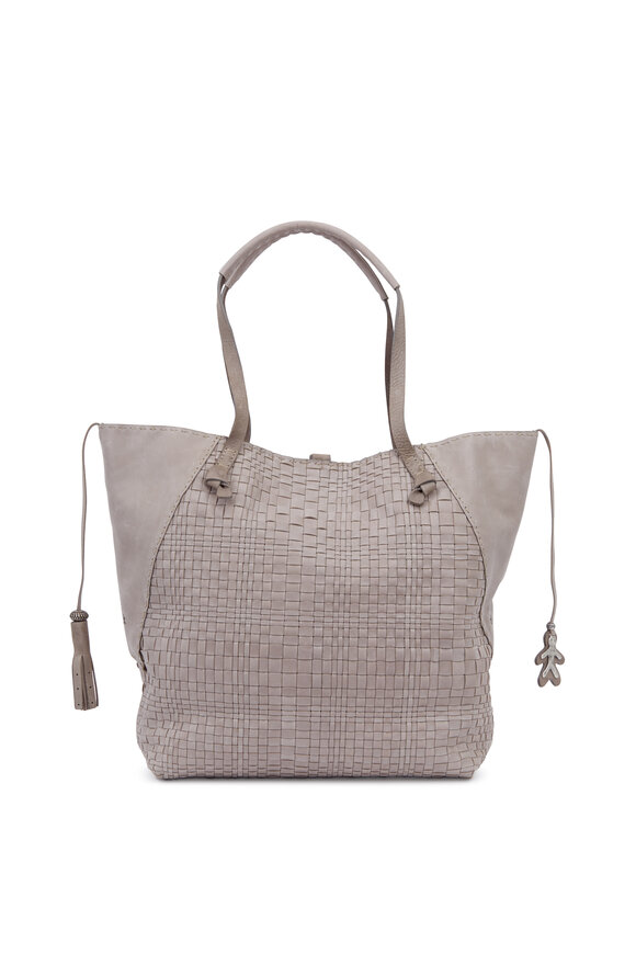 Henry Beguelin - Taupe Intreccio Washed Leather Woven Medium Tote