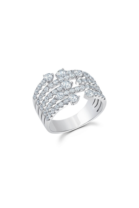 Graziela Gems 18k White Gold Medium Diamond Cage Ring