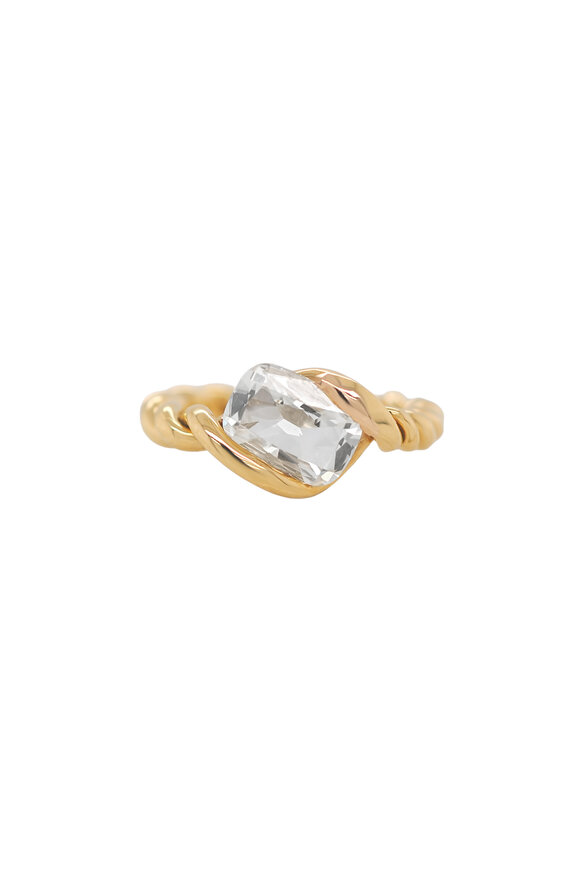 Kali Zoe 18k Yellow Gold Rope Unravel Diamond Ring - view 2