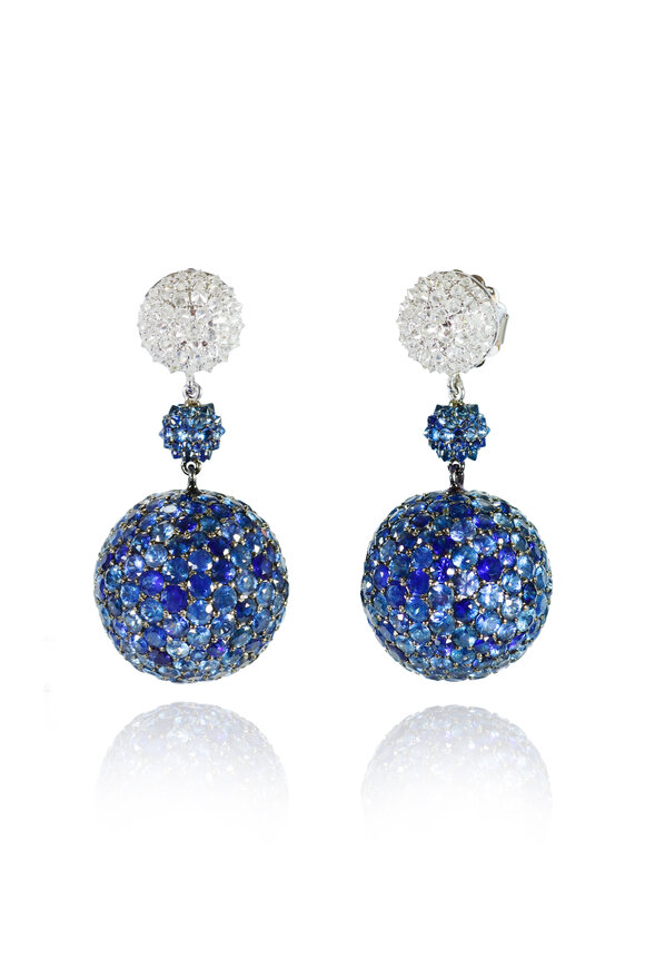 Nam Cho 18k Multi-Shade Blue Sapphire Diamond Earring - view 1