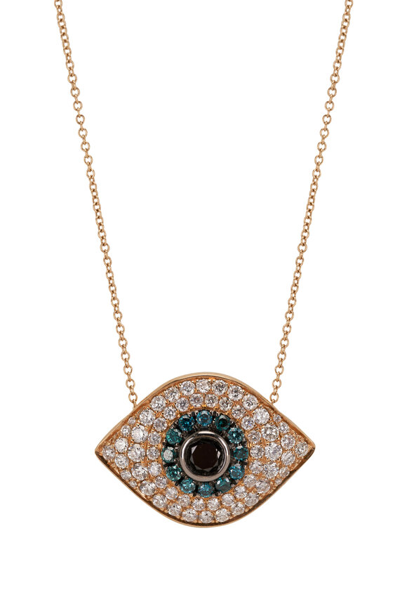 Kai Linz - Diamond & Blue Sapphire Evil Eye Necklace