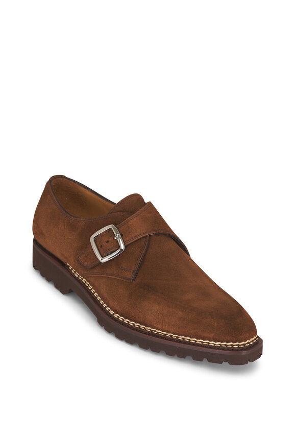Bontoni Gregorio Brown Suede Monk Strap Dress Shoe - view 1