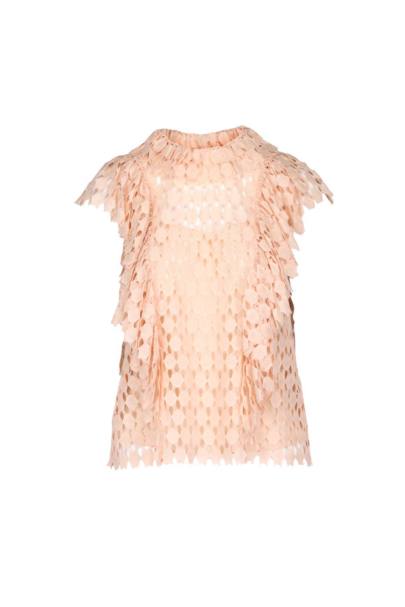 Ulla Johnson Daevy Blush Lace Short Sleeve Blouse