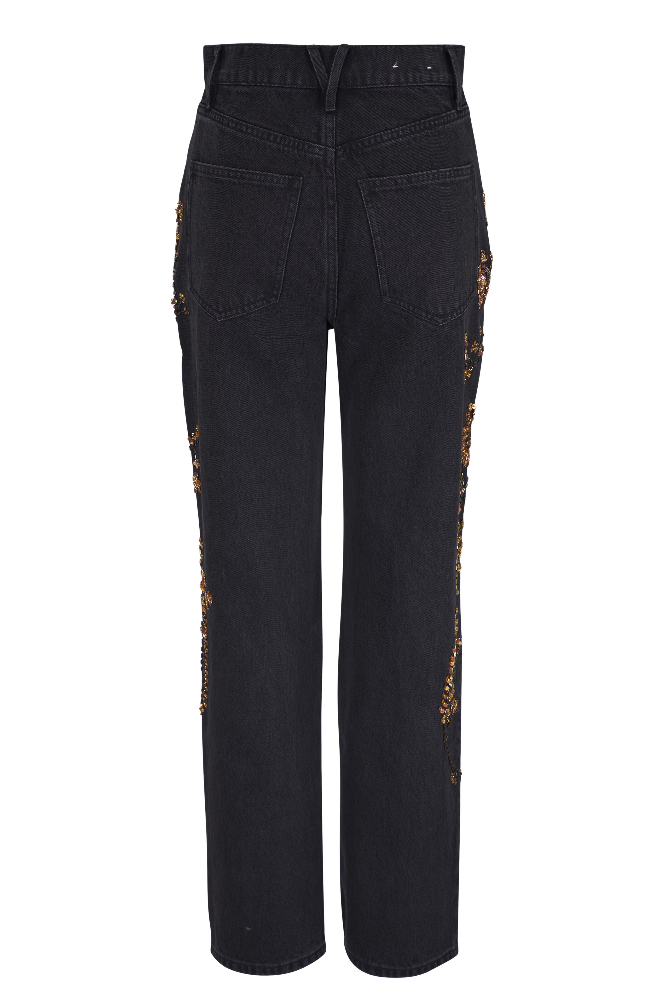 Veronica Beard - Daniela Black Onyx Embellished Straight Leg Jean