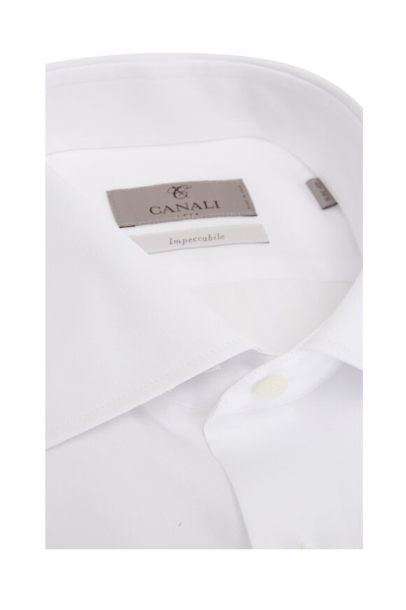 Canali - White Impeccabile Cotton Twill Dress Shirt