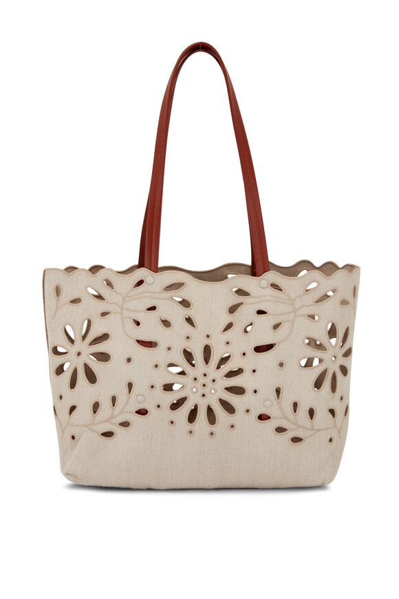 Chloé - Sepia Brown Kamilla E/W Linen Tote