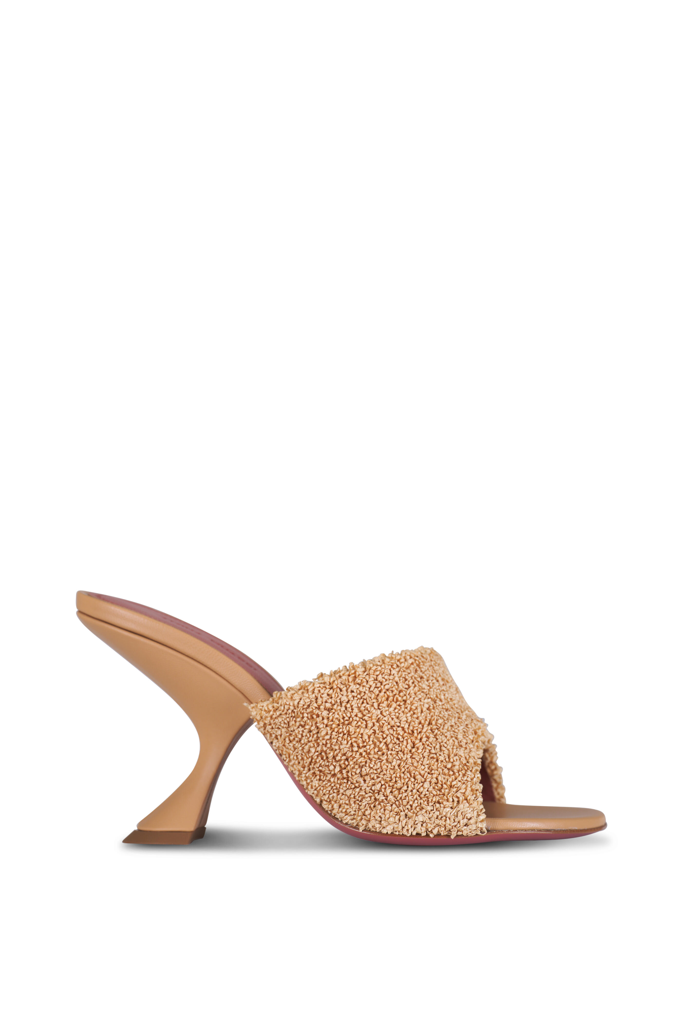 Amina Muaddi - Taylor Beige Raffia Mule, 90mm | Mitchell Stores