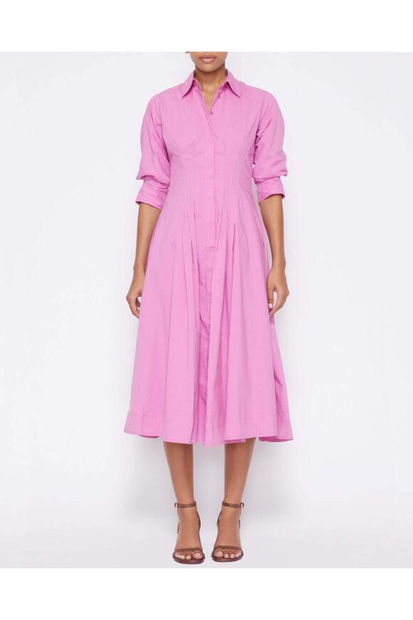 Simkhai - Opera Pink Cotton Poplin Jazz Midi Dress Simkhai - Opera Pink Cotton Poplin Jazz Midi Dress
