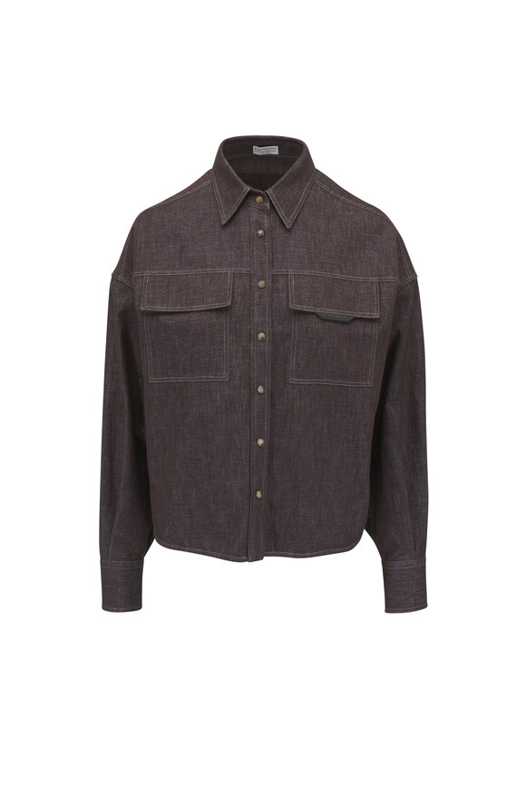 Brunello Cucinelli Cocoa Lurex Denim Shirt