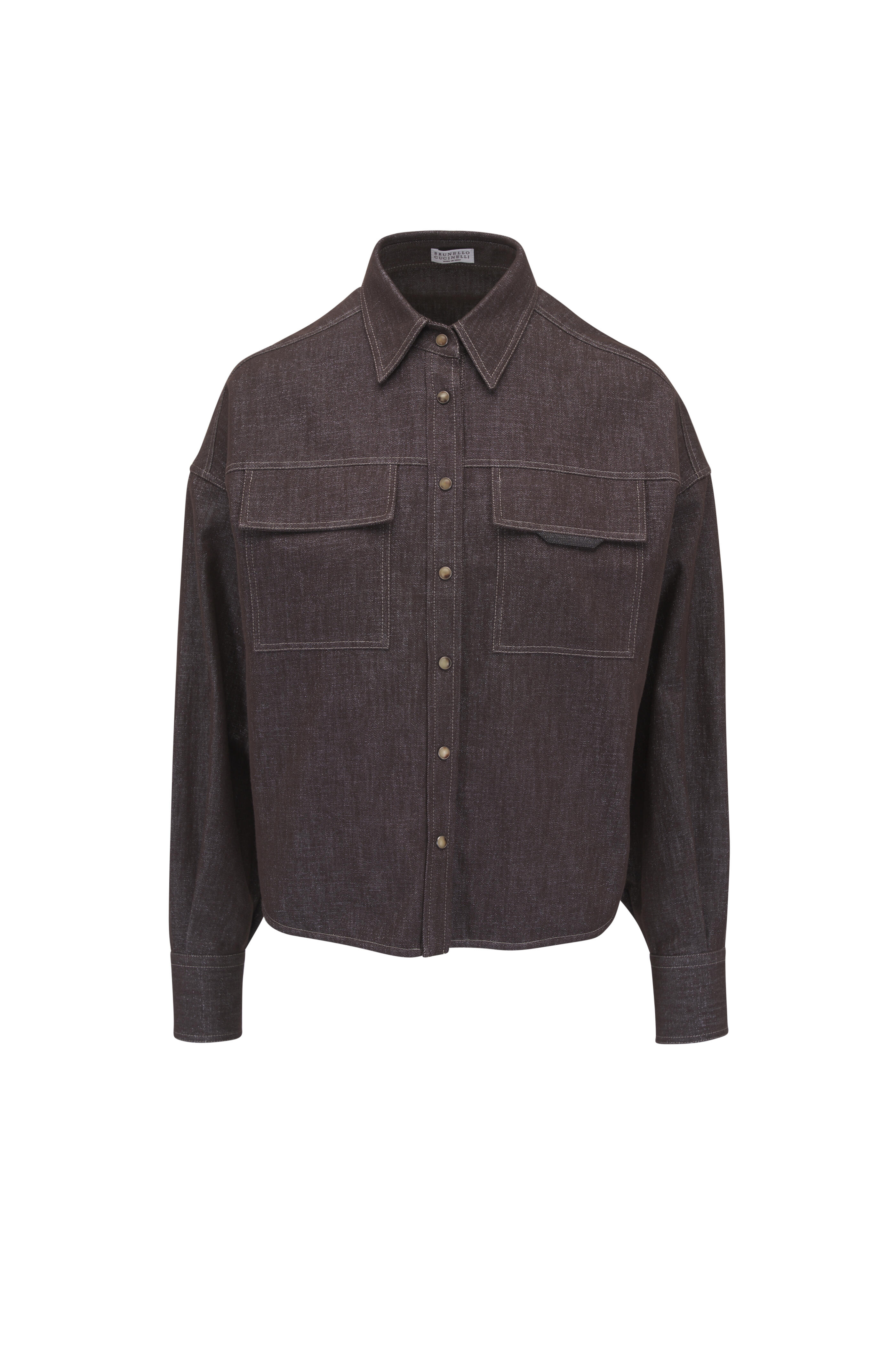Brunello Cucinelli - Cocoa Lurex Denim Shirt | Mitchell Stores