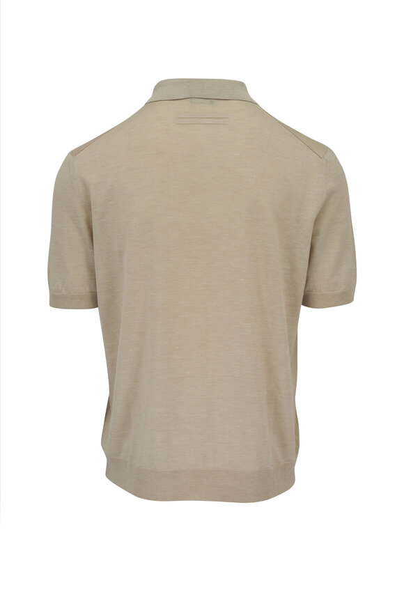 Zegna - Light Beige Melange Silk, Cashmere & Linen Polo