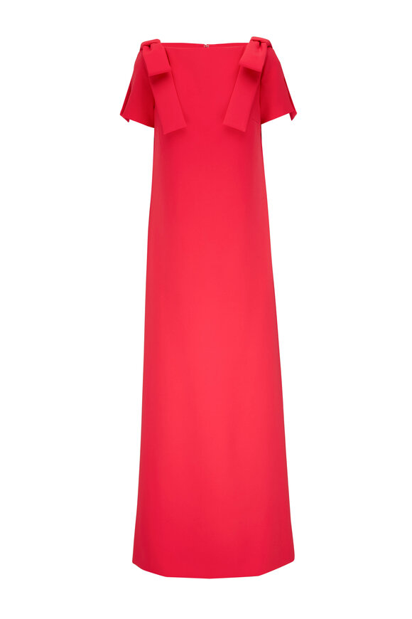 Carolina Herrera Azalea Pink Shoulder Bow Column Gown 