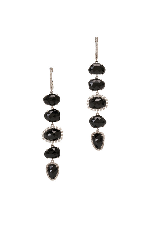 Kai Linz Black Spinel & Diamond Drop Earrings