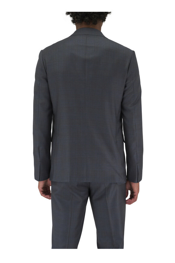 Zegna - Gray & Tonal Blue Plaid Wool Suit