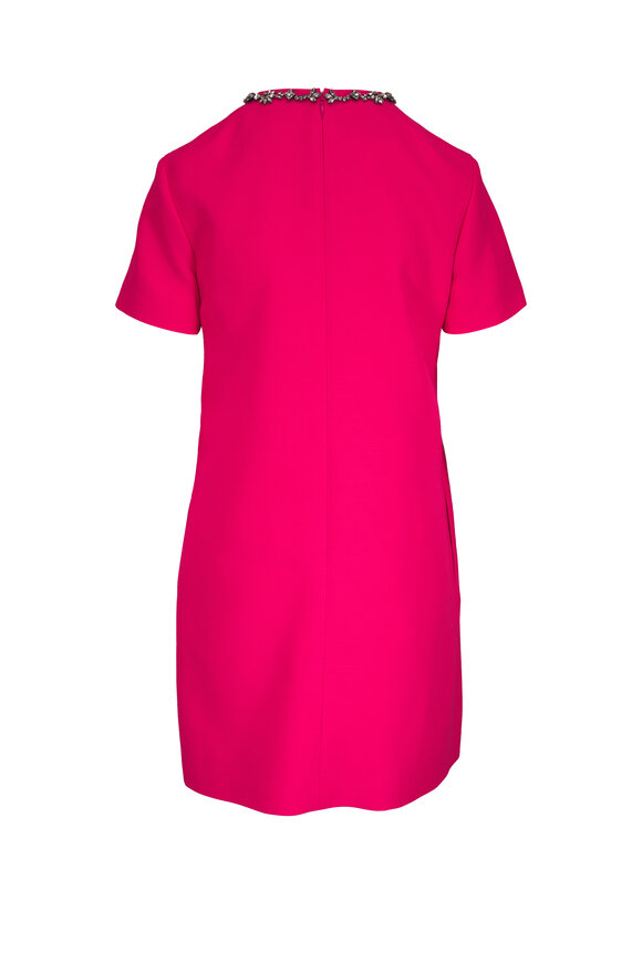 Valentino Coral Embroidered Crepe Couture Mini Dress - view 2