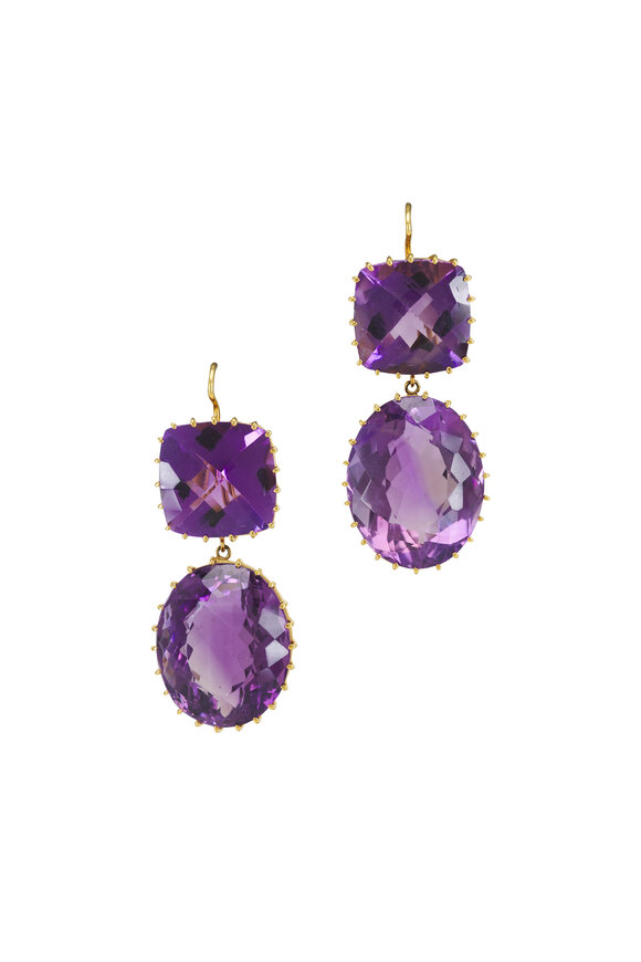 Renee Lewis - Yellow Gold Amethyst Earrings