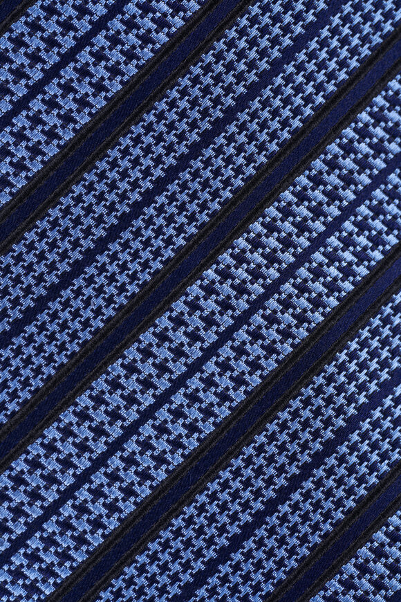 Zegna Navy Blue Striped Necktie - view 2