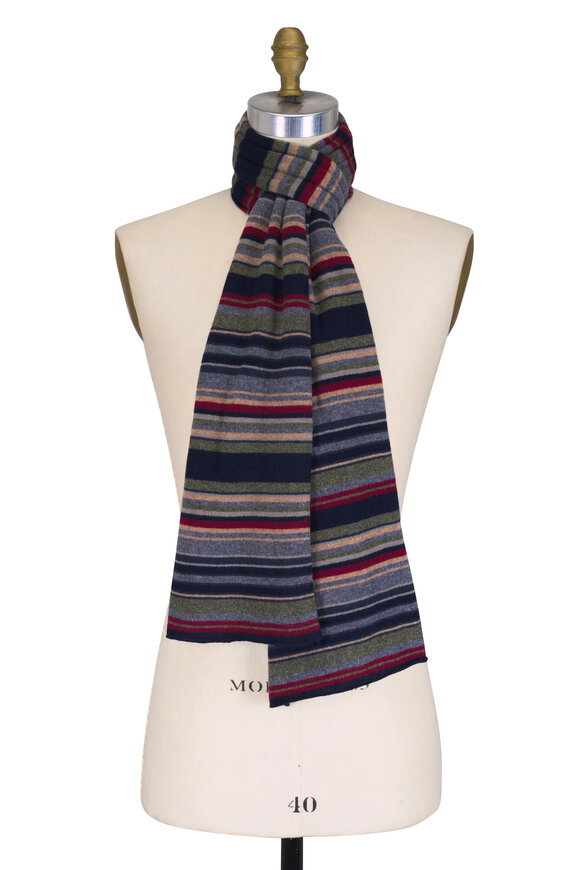 Fedeli Gray Striped Scarf