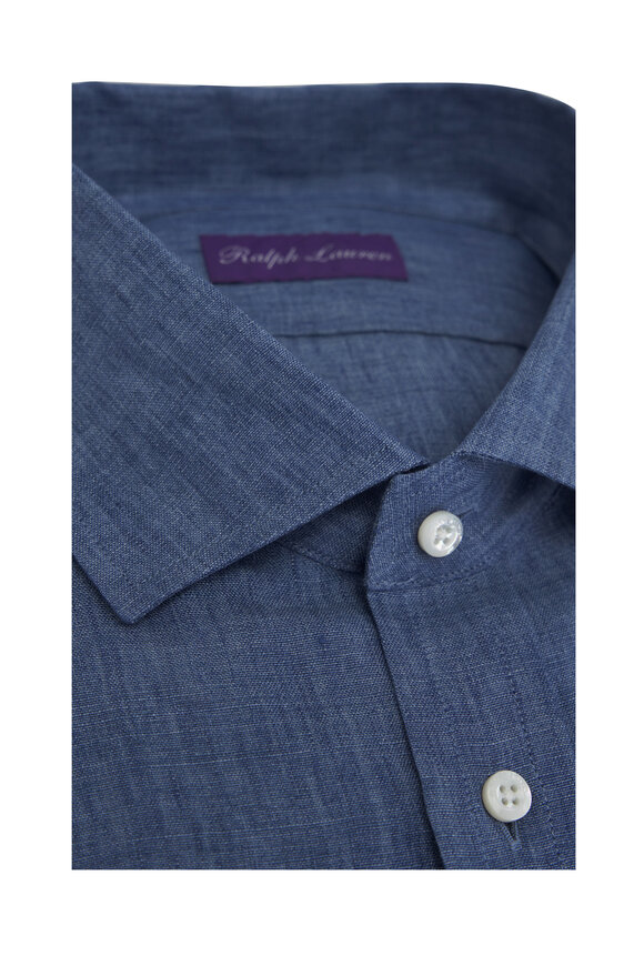 Ralph Lauren Purple Label - Serengeti Chambray Blue Linen Sport Shirt