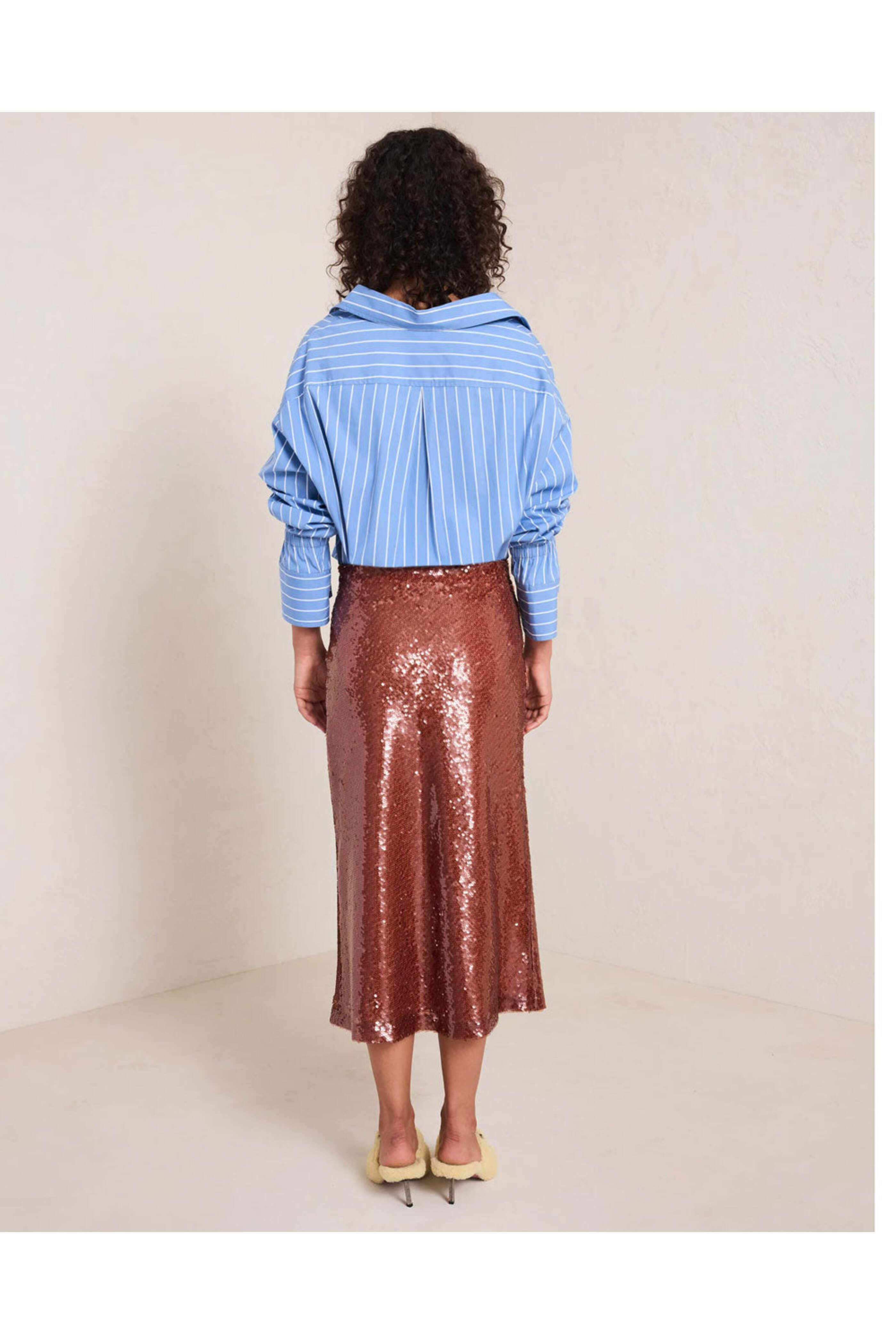 A.L.C. - Brown Reese Sequin Midi Skirt
