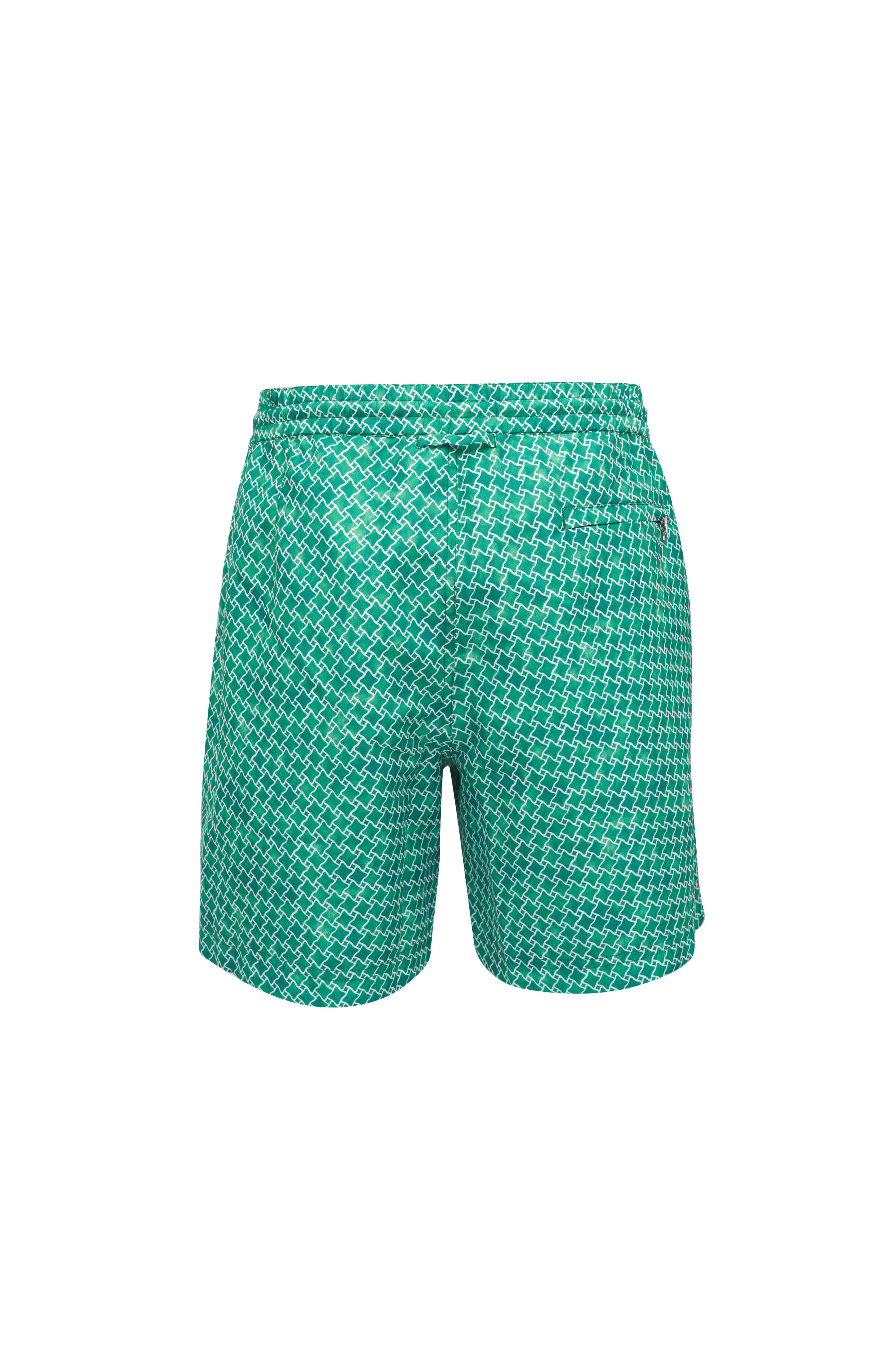 Orlebar Brown - Standard Caddie Green Geometric Print Swim Trunks