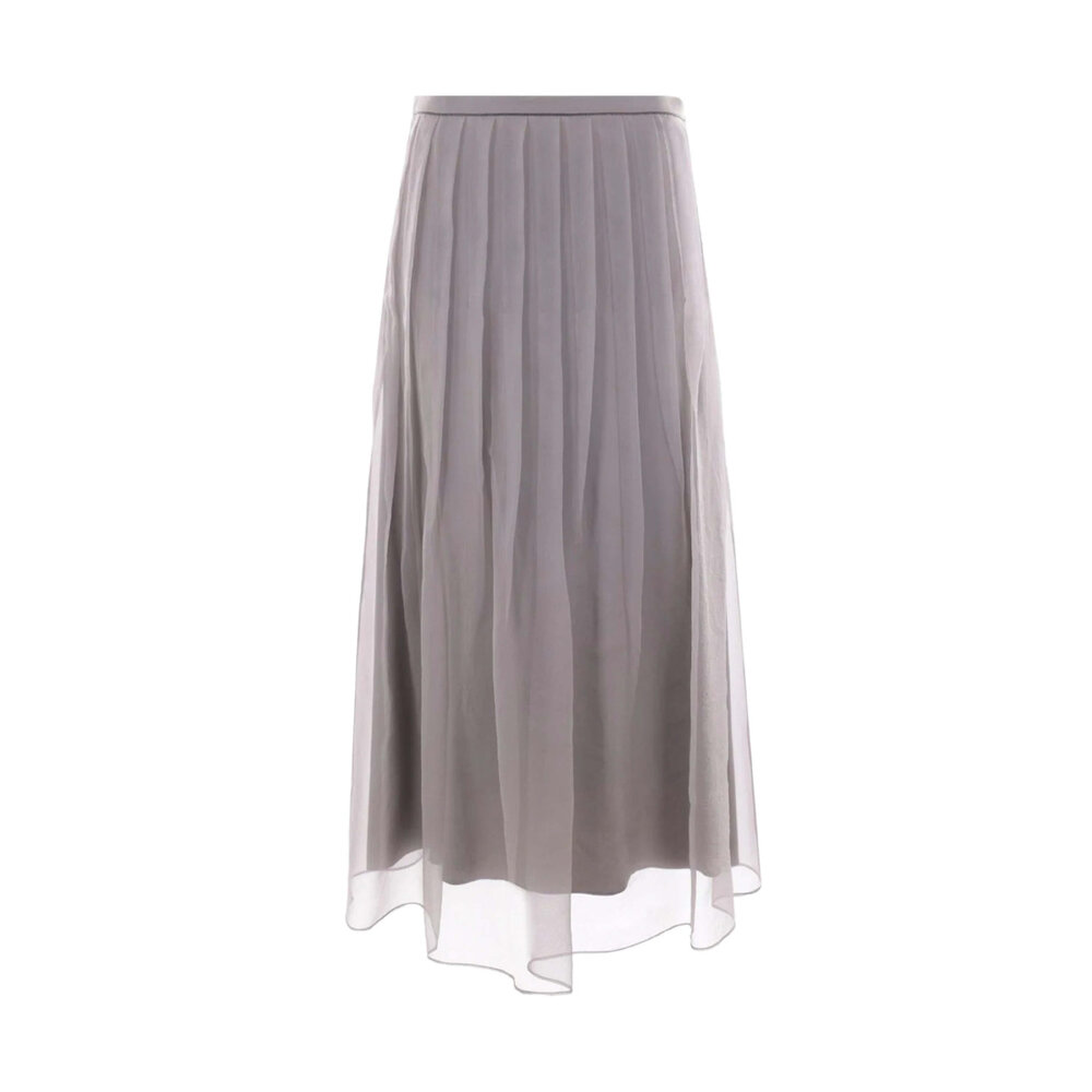 BRUNELLO CUCINELLI★Crispy silk midi pleated skirt Brunello Cucinelli Pleated Crispy Silk Organza Midi Skirt