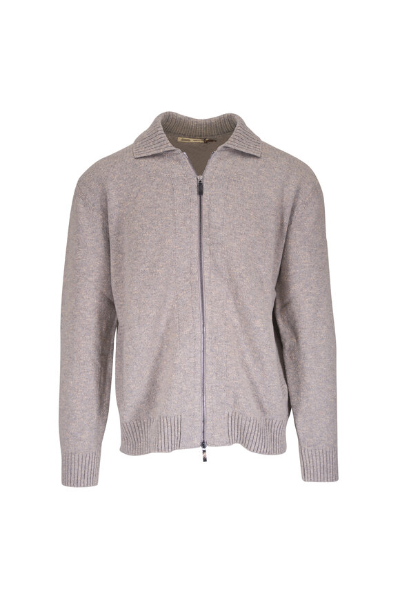 Maurizio Baldassari Tan Winter Mouline Zip Cardigan - view 1