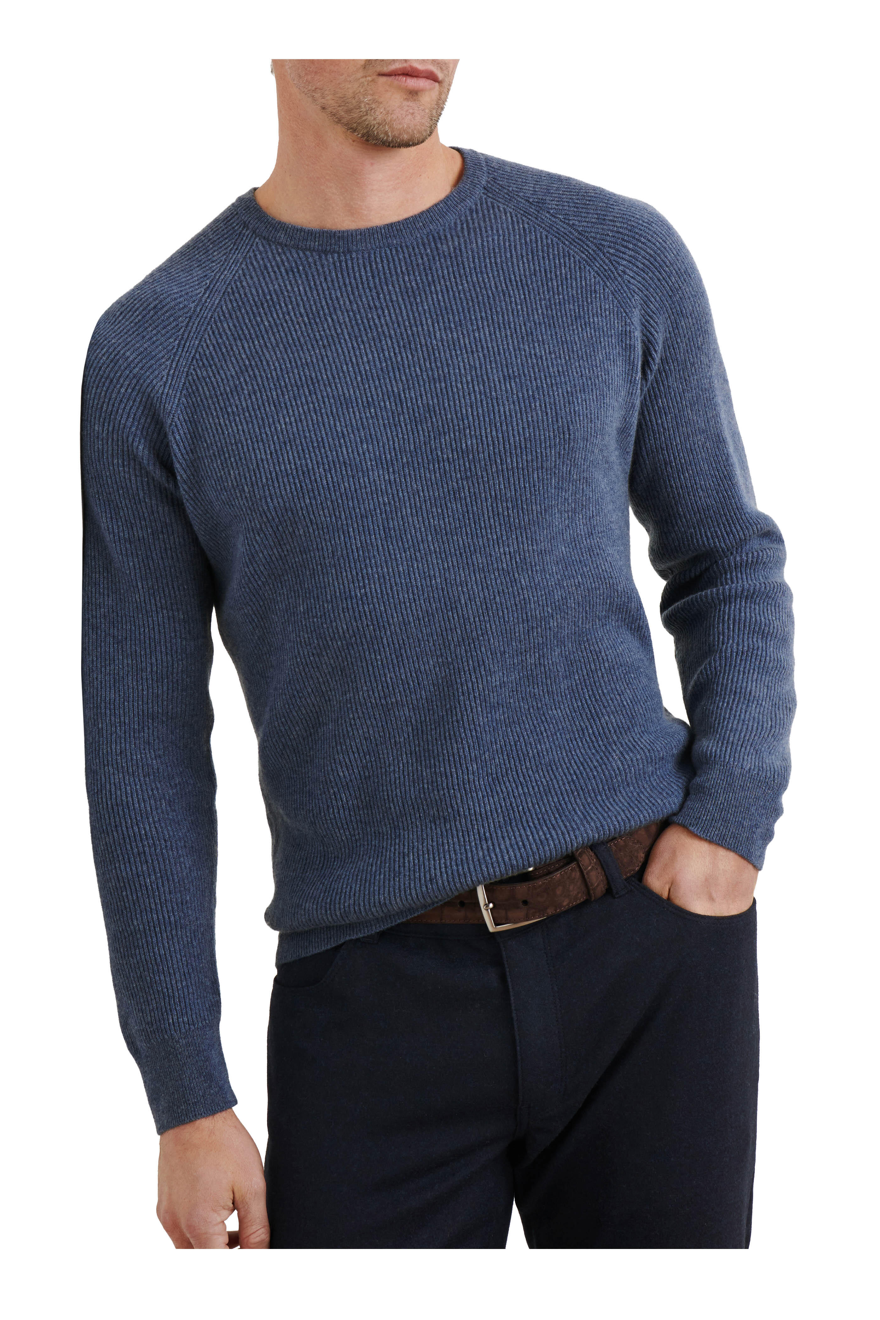 Peter Millar - Artisan Crafted Nebula Blue Rib Crewneck Sweater