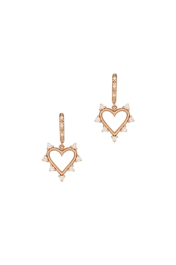 Marlo Laz 14k Yellow Gold Open Heart Diamond Earrings - view 1