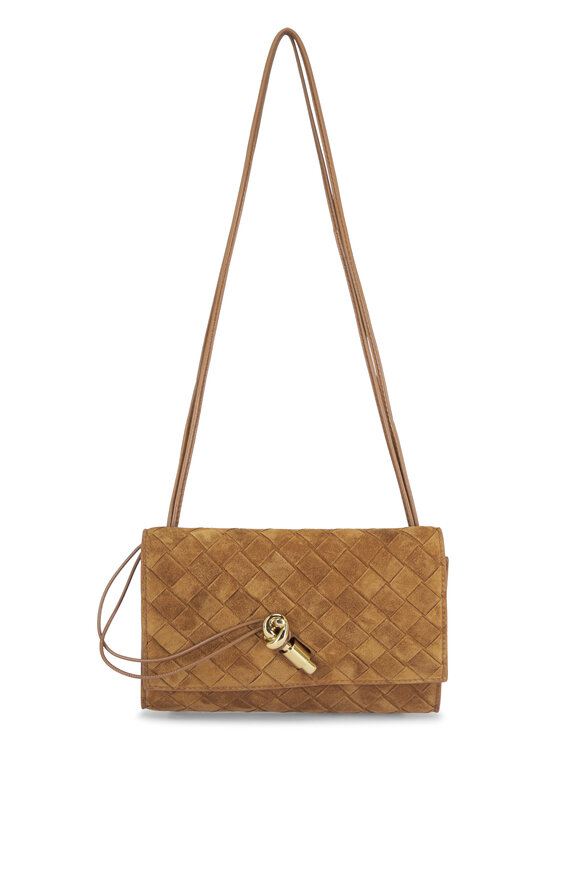Bottega Veneta Andiamo Dark Caramel Intrecciato Suede Crossbody - view 1