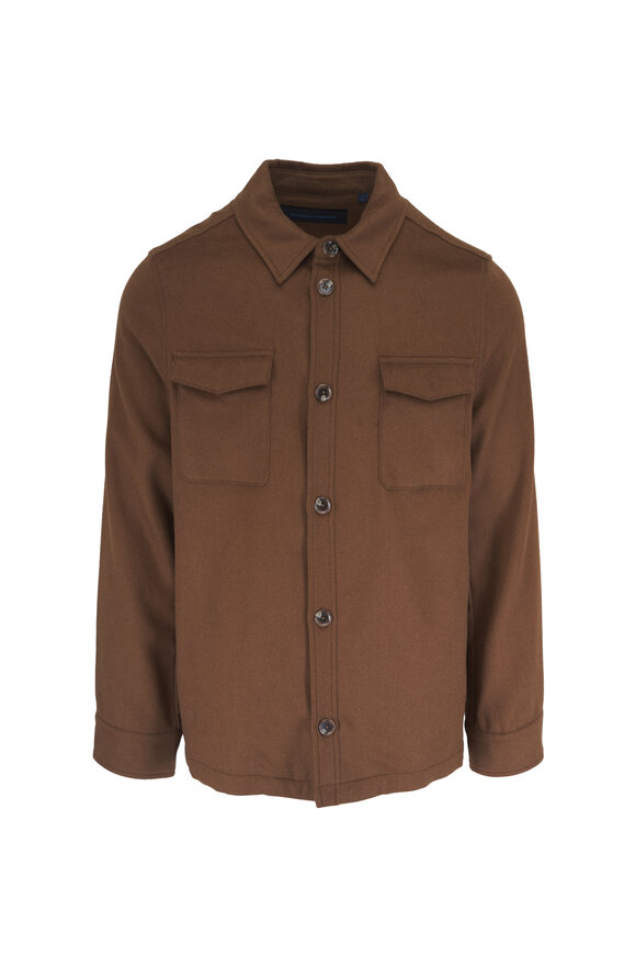 Patrick Assaraf Bronze Wool & Silk Shirt Jacket - view 1