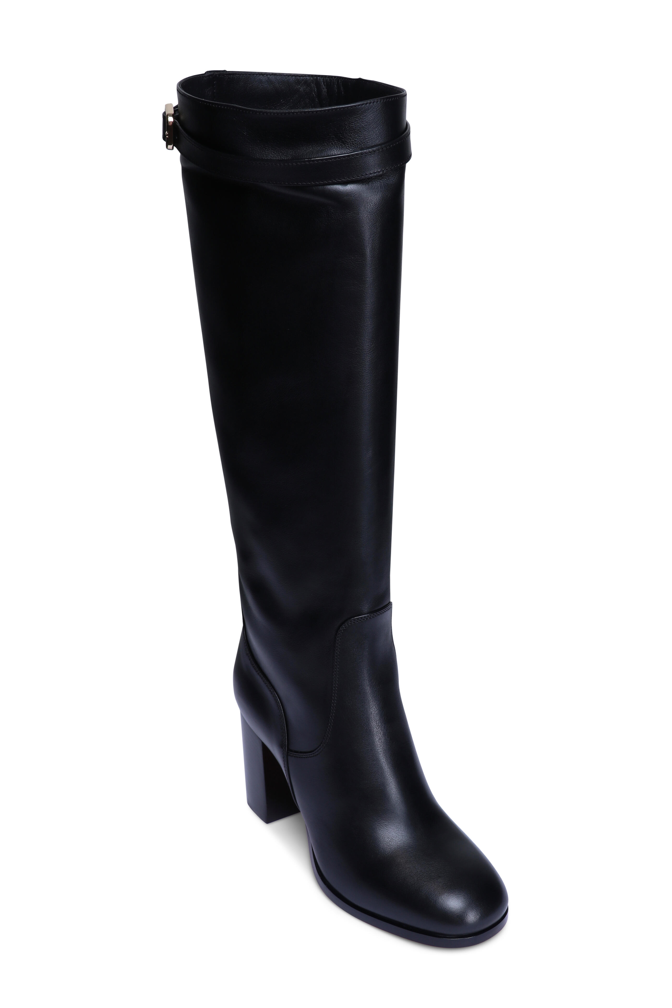 Santoni - Tall Bianca Black Leather Boot