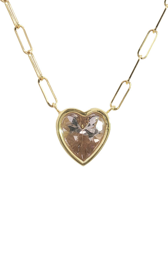 Lauren K Morganite Heart Paperclip Chain Necklace - view 1