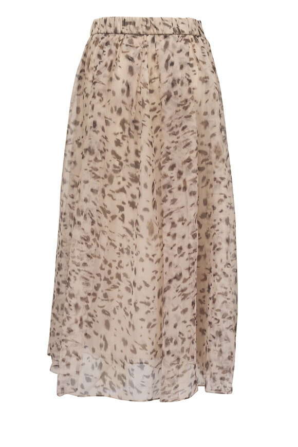 Brunello Cucinelli Artemis Animalier Print Silk Organza Skirt - view 3