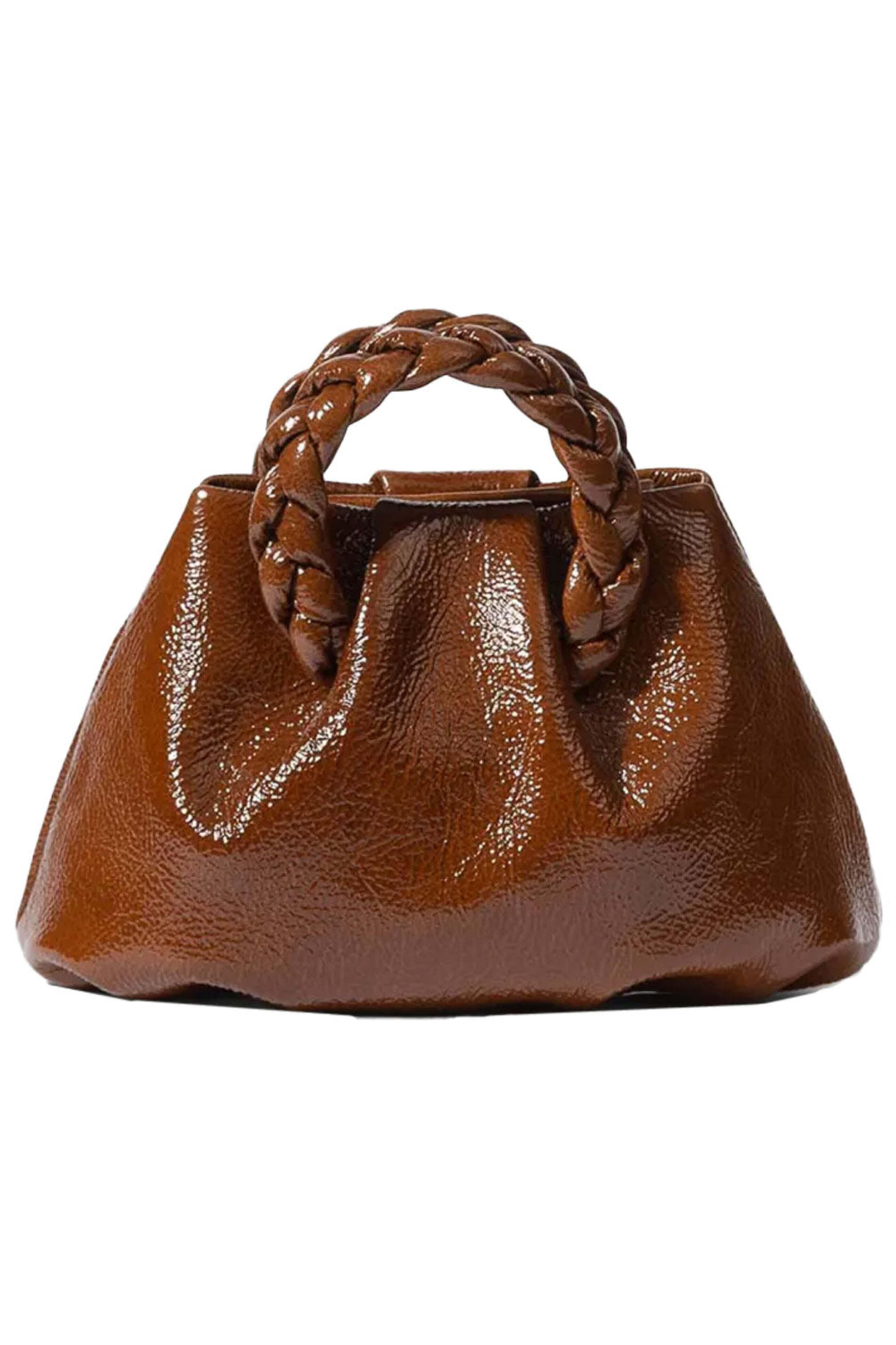 Hereu - Bombon Crinkled Glossy Top Handle Bag in Walnut