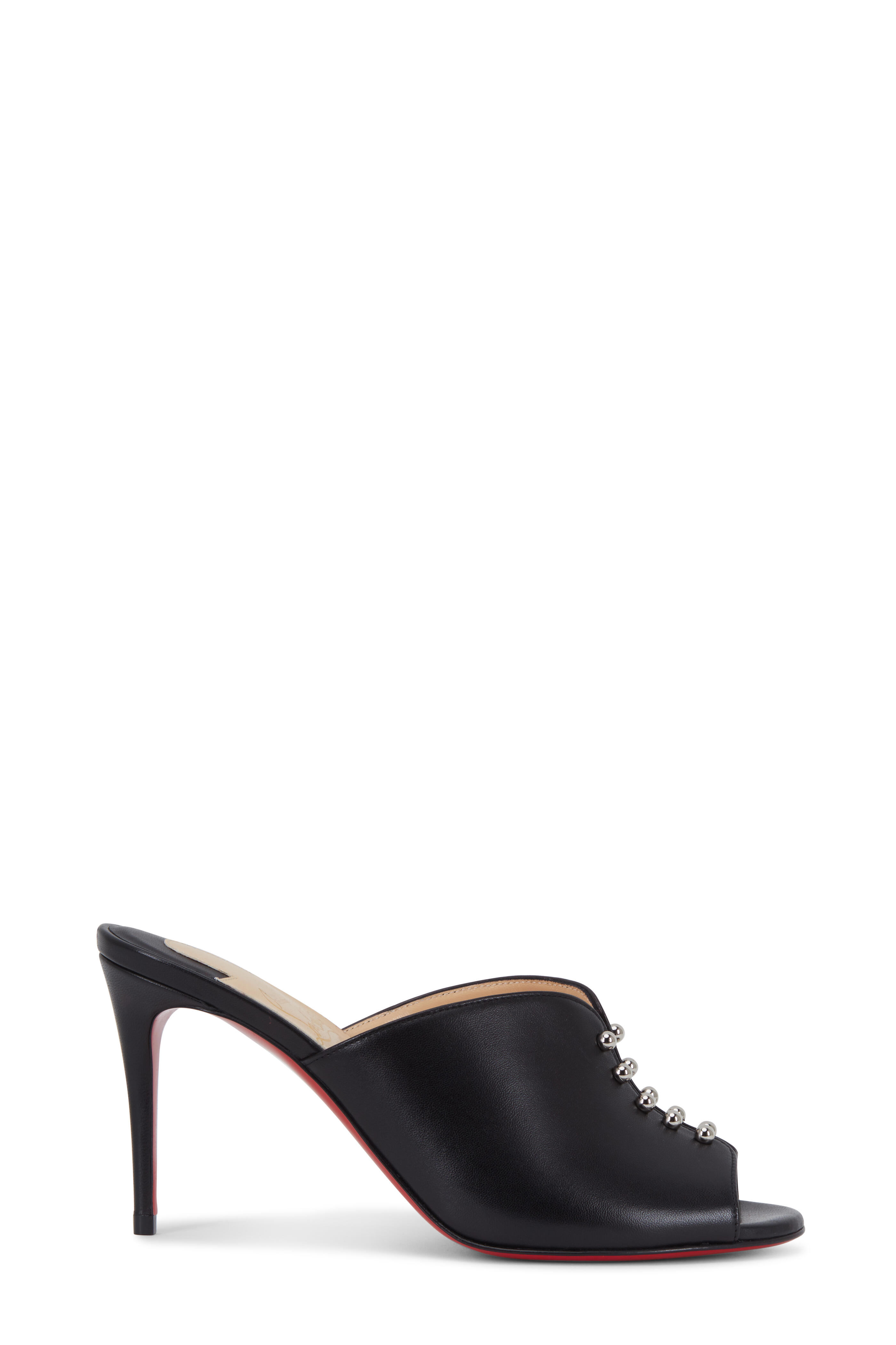 Christian Louboutin - Predumule Black Leather Studded Mule, 85mm