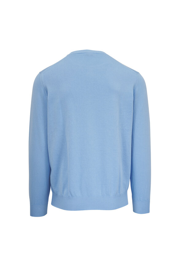 Fedeli Sky Blue Cotton Crewneck Sweater - view 3