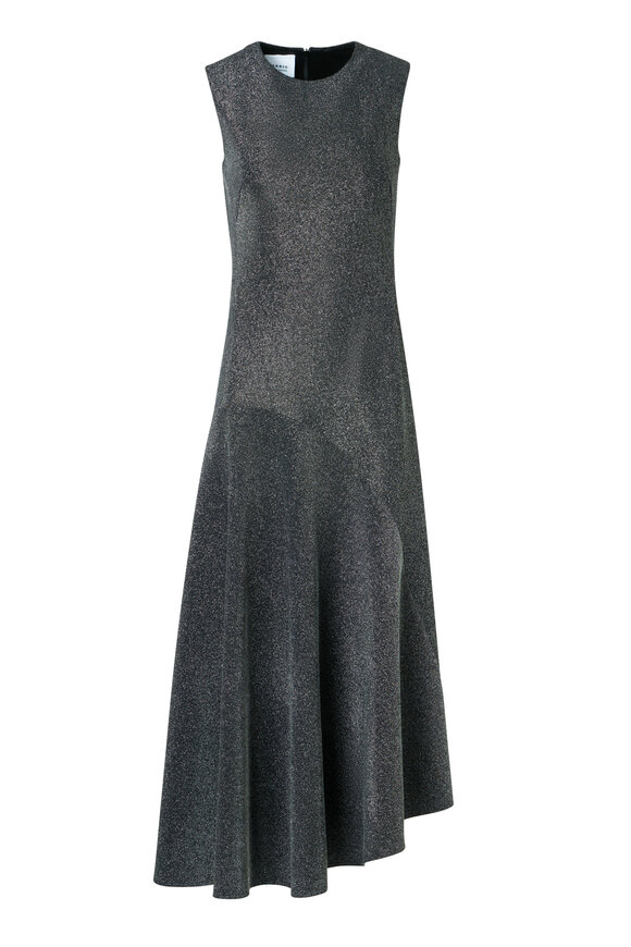 Akris Punto Steel Metallic Jersey Asymmetric Midi Dress - view 1