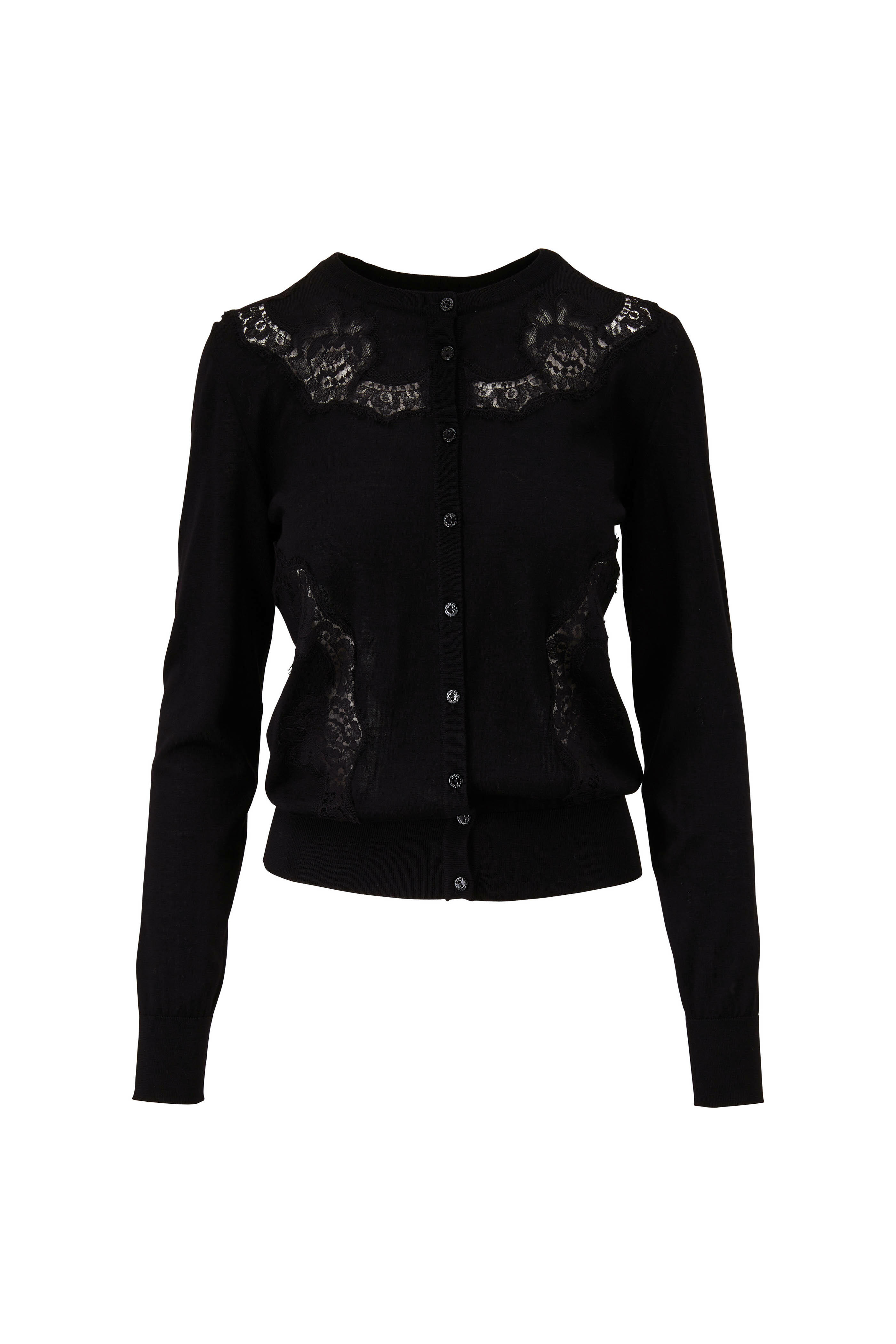 Dolce & Gabbana - Black Lace Trim Button Down Cardigan