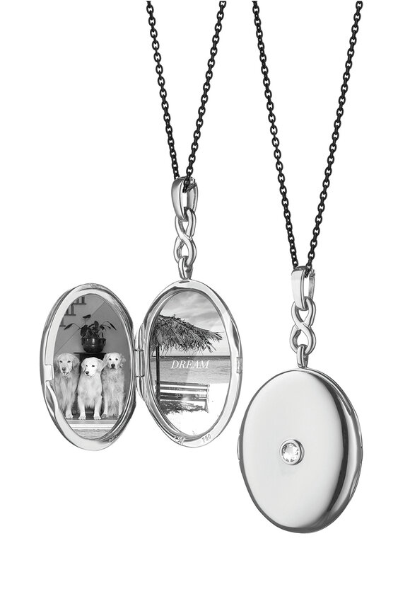 Monica Rich Kosann Infinity White Sapphire Locket 