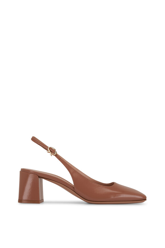 Gianvito Rossi - Praline Leather Square Toe Slingback Pump, 55mm 