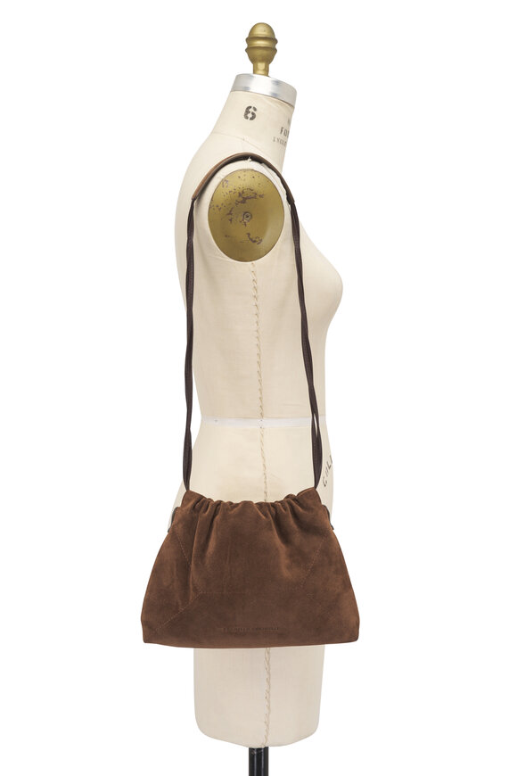 Brunello Cucinelli Small Duo Caramel Suede Shoulder Bag - view 5