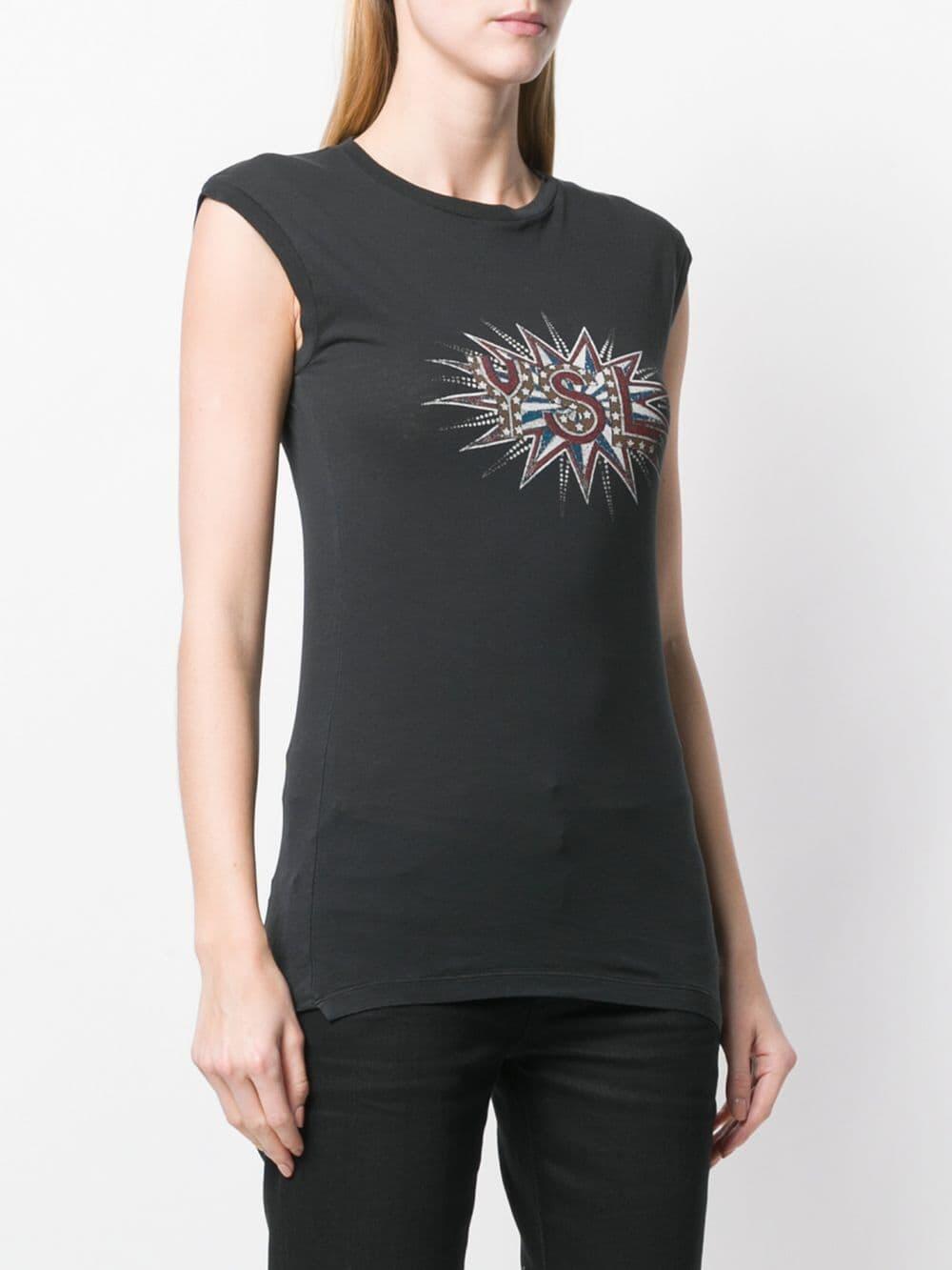 Saint Laurent - Micro Black YSL Disco Print Tank Top
