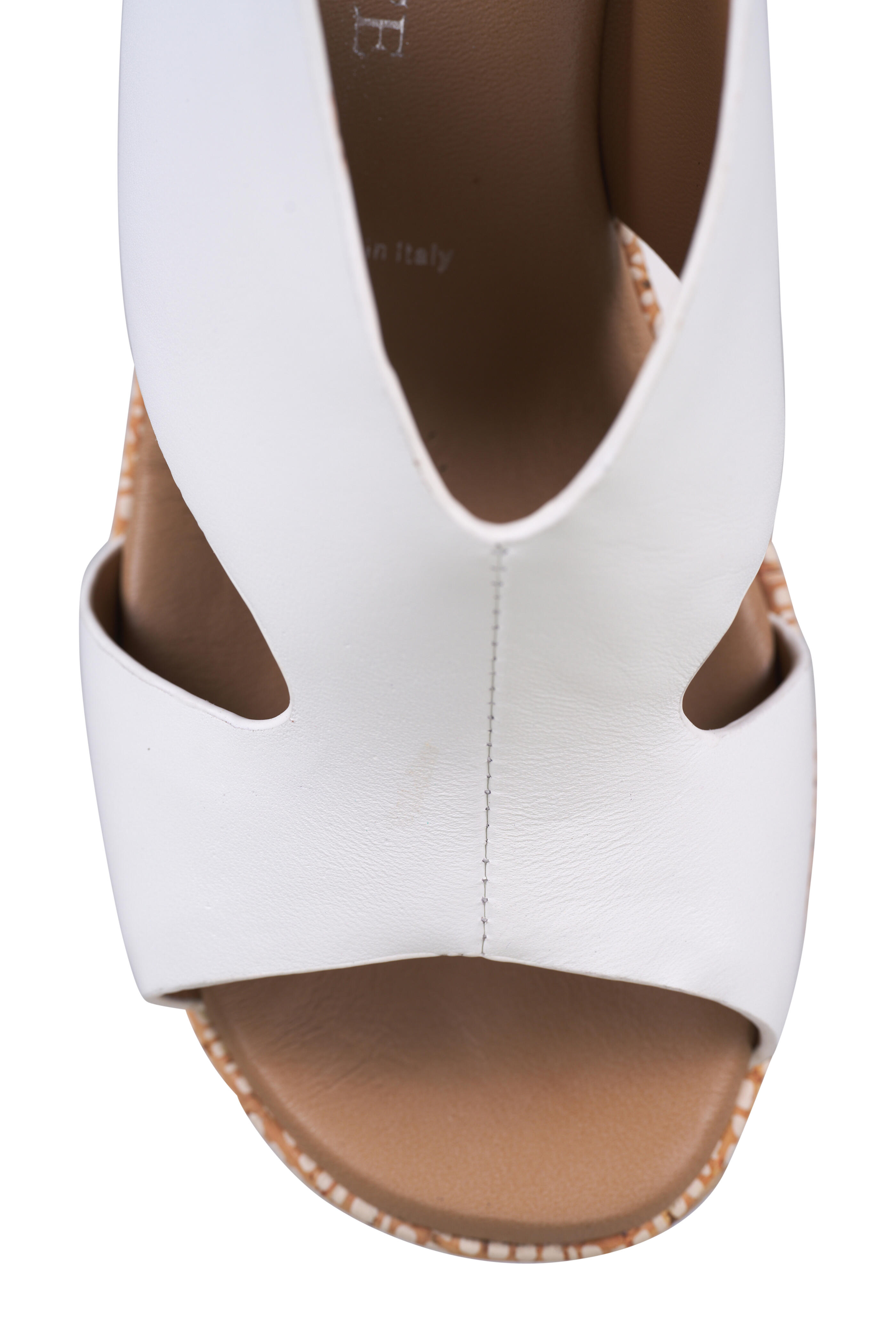 Ron White - Dacota White Leather Wedge Sandal, 80mm