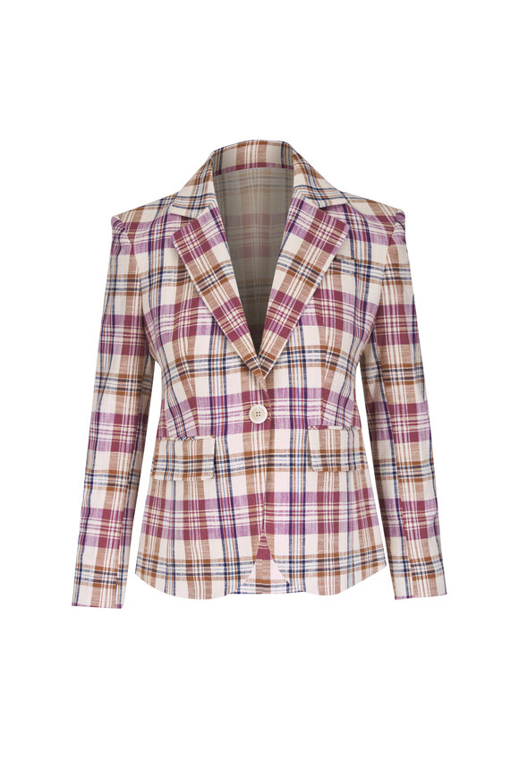 Veronica Beard Tyra Orchid Plaid Dickey Jacket - view 1