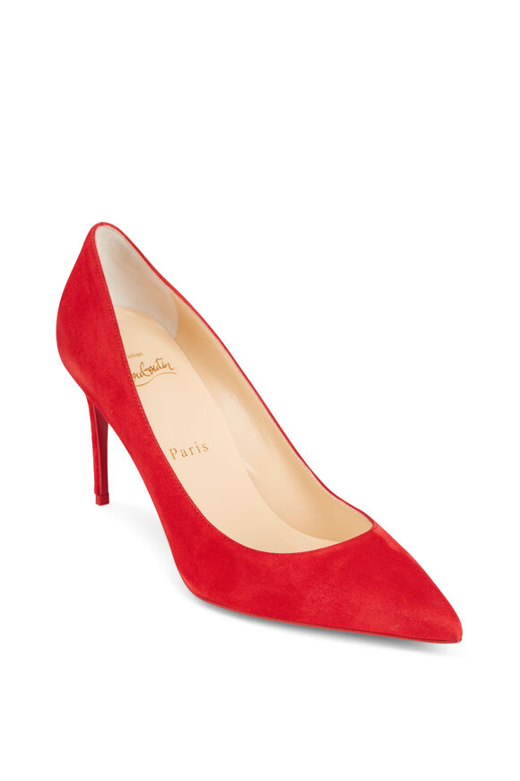 Christian Louboutin - Kate Red Suede Pumps, 85MM