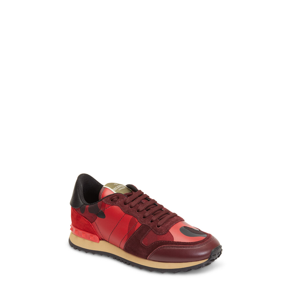 Valentino Garavani - Red & Black Camo Canvas & Suede Sneaker