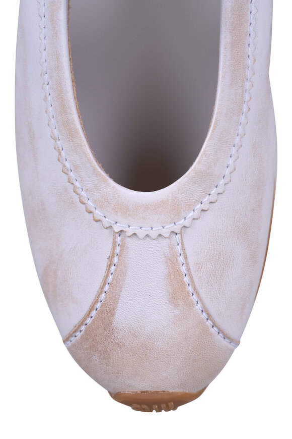 Miu Miu Plume White Distressed Leather Flat - view 5