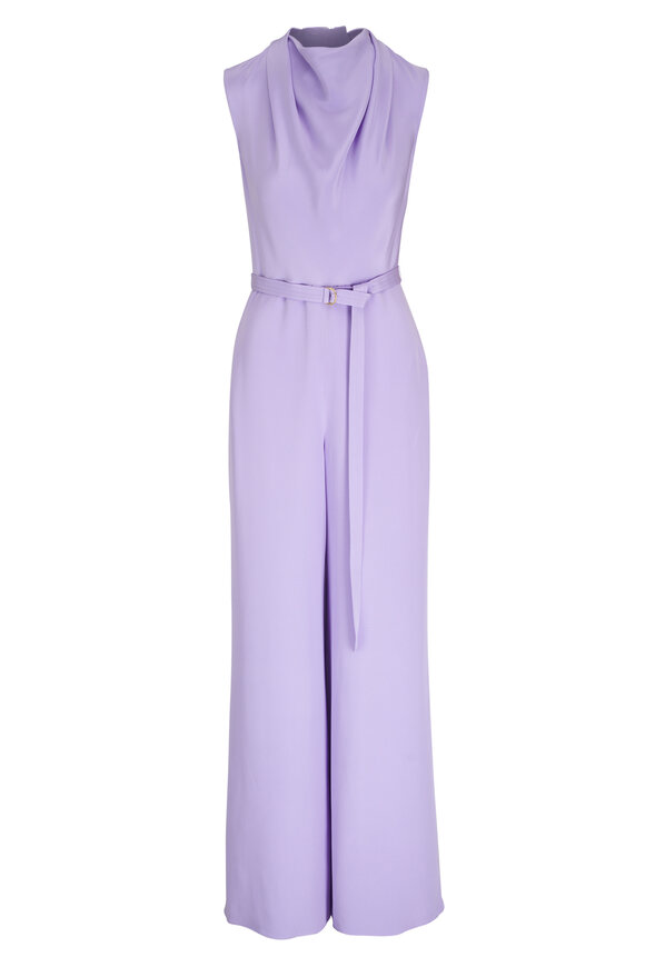 Adam Lippes Blythe Lavender Silk Crepe Jumpsuit 