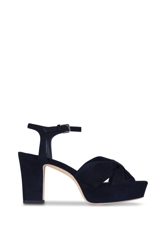 Jimmy Choo Heloise Navy Blue Suede Sandal, 80mm - view 3